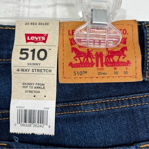 NWT Levi’s 510 Skinny Fit 4-Way Super Stretch Jeans Men’s Sz 30x30 - Picture 9 of 12